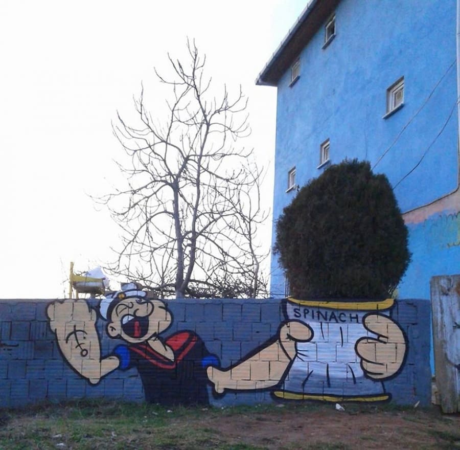 Braccio di Ferro by semi.ok a Istanbul, Turchia Braccio di Ferro by semi.ok a Istanbul - Street Art