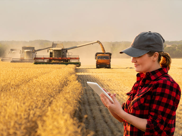 agricoltore al computer